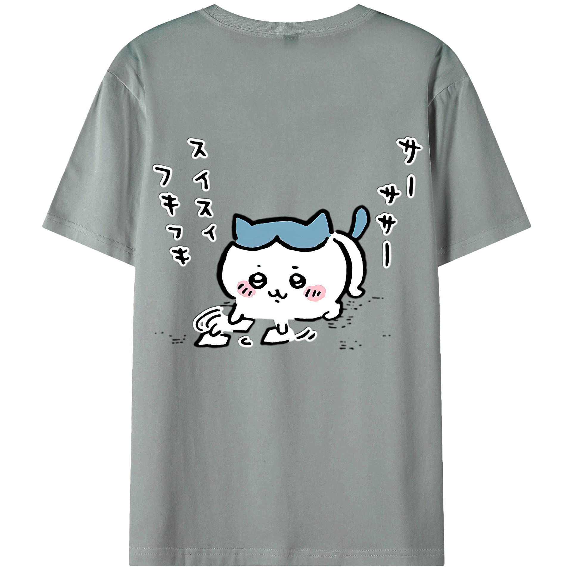 （画像用） ちいかわ ハチワレ Chii-kawa hachiware 綿100％ メンズ半袖Tシャツ（バックプリント） 通気性